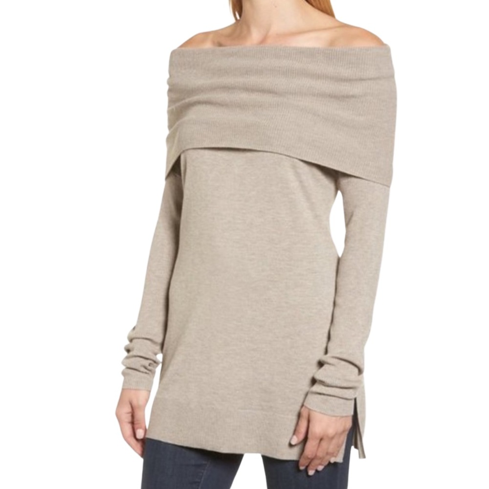 ANTHROPOLOGIE RUBY MOON Off-Shoulder Shrug Sweater Tunic